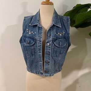Great Lands | Vintage Denim Floral Embroidered Vest